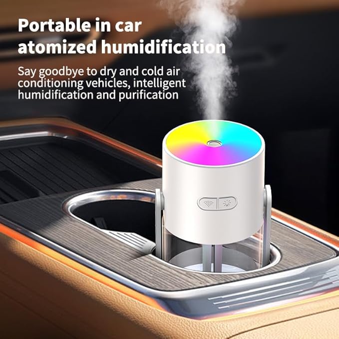 280ml Portable Shake Head Humidifier with Color LED Night Light, USB Personal Desktop Humidifier for Car, Home, Office, Travel, Auto Shutoff, Ultra-Quiet