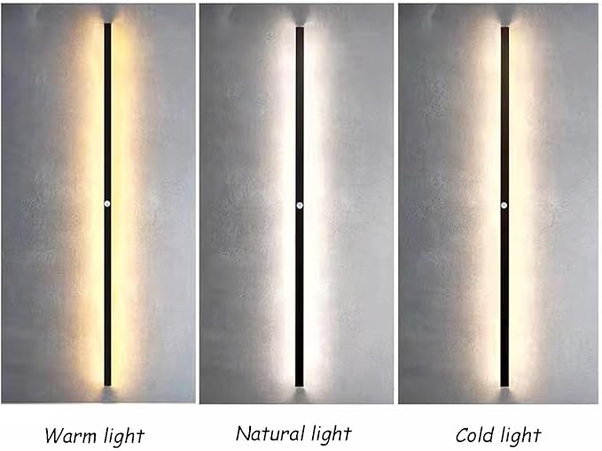 LED Rectangles Wall Lamp with Motion Sensor 3000K/4000K/6500K Indoor Black Sconce Long Bedside Lights Corridor Minimalist Style for Bedroom Kitchen