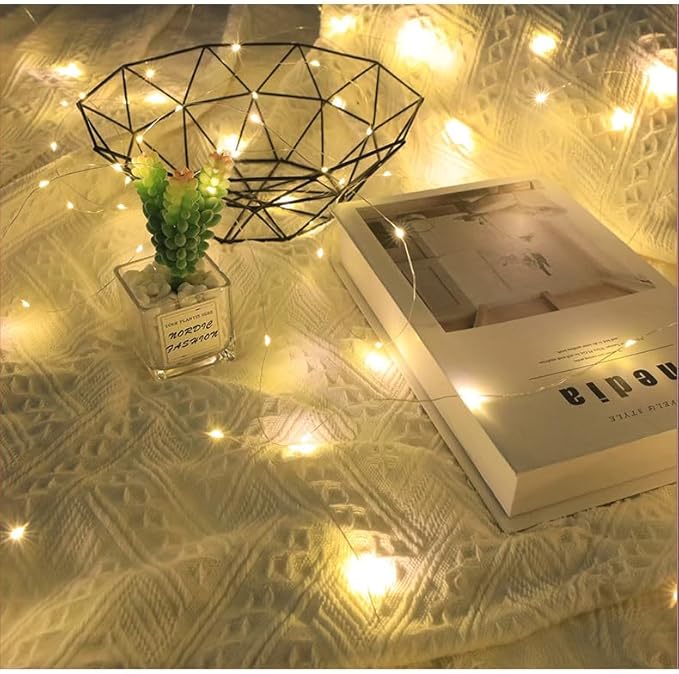 LED Fairy Lights Battery Operated String Lights Waterproof Silver Wire Firefly Lights for DIY Crafts Wedding Indoor Outdoor Christmas Patio Garden Decoration (Warm White, 66FT-200LEDS)