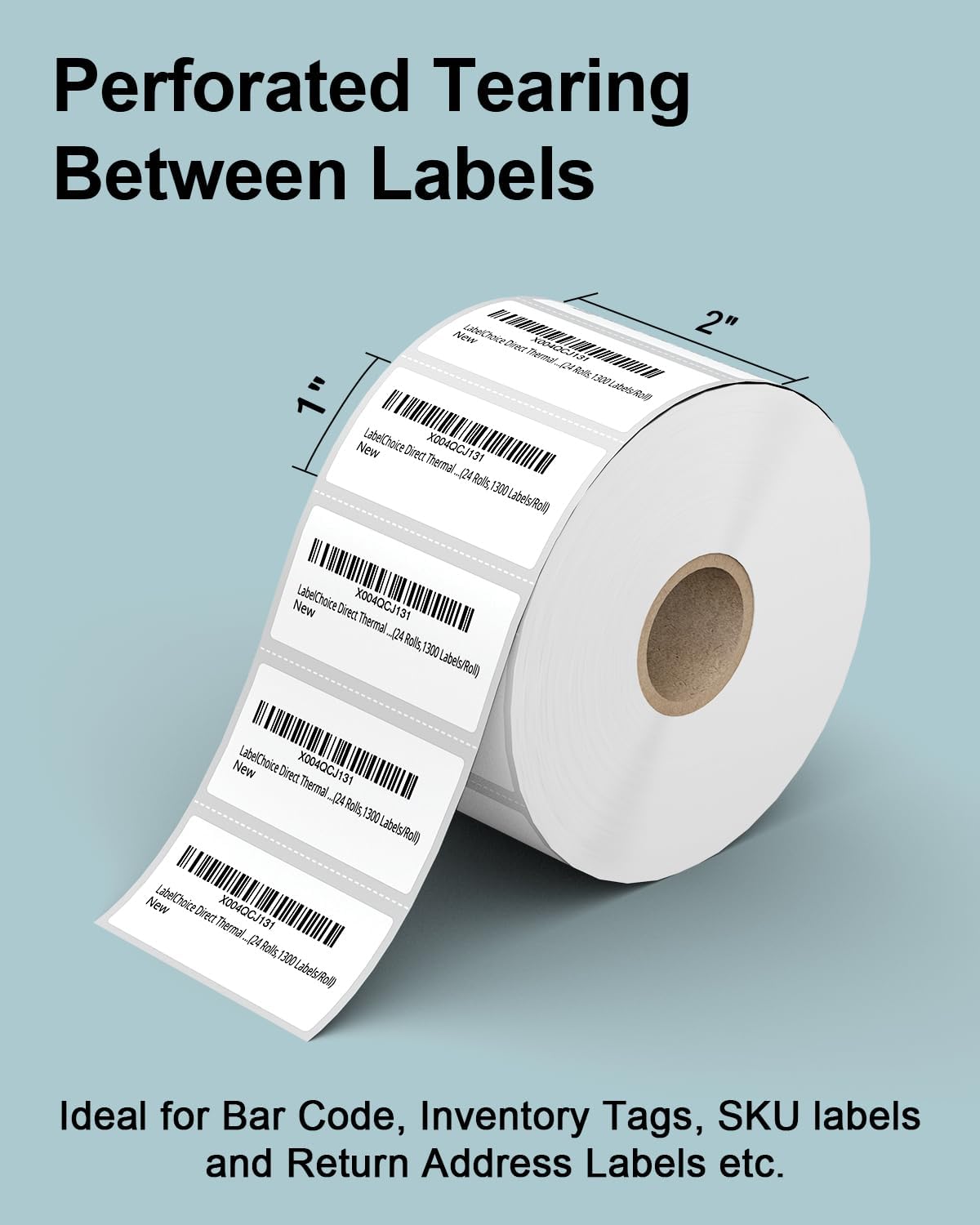 2"x1" 3-Proof Direct Thermal Barcode Labels Rolls for Zebra LP2824 ZD411 ZD410 ZD421 ZD420 GK420D, 24 Rolls 31200 Pcs Waterproof Return Address Label Used with Rollo MUNBYN Desktop Printer