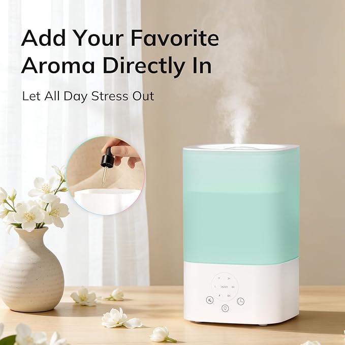 ZAFRO 3.2L Comfort Humidifier for Bedroom, 7 Color LED Night Light, Top Fill Design & Multiple Mist Levels, 24 dB Quiet Ultrasonic Comfort Humidifiers, White, Touch Control