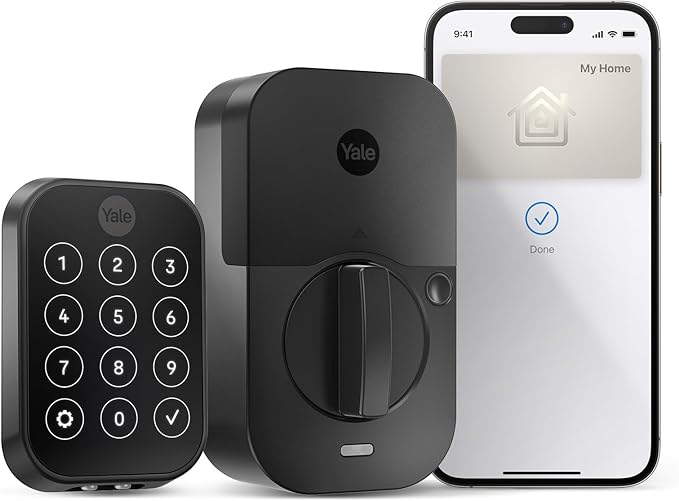 Yale Assure Lock 2 Plus Apple Home Keys, Black Keyless Entry Door Lock with Keypad for Code Entry Lock and Auto-Unlock (No Wi-Fi) Remote Access Requires Apple Home Hub via HomeKit, ‎YRD450-N-BLE-BSP