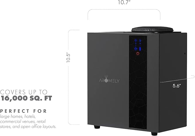 Aromely Smart Bluetooth HVAC Scent Diffuser, Aromatherapy Nebulizing Waterless Diffuser for Home, Office, Large Room, App Controlled Perfect Aroma Diffuser Up to 16,000 SQFT - Black