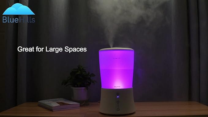 BlueHills Large Essential Oils Diffusers for Large Rooms Set of 2 2000ML Capacity Models Adjustable Cool Mist Output Options – Value Pack of White and White Wood Grain
