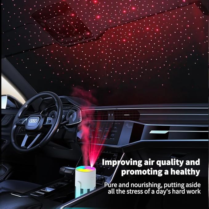 280ml Portable Starry Sky Projection Shake Head Humidifier with Color LED Night Light, USB Personal Desktop Humidifier for Car, Home, Office, Travel, Auto Shutoff, Ultra-Quiet