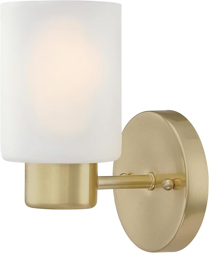 Westinghouse 6227800 Sylvestre One-Light Indoor Wall Fixture, Brushed Nickel Finish with Frosted Seeded Glass