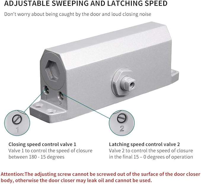MARIE Adjustable Automatic Size 4 Spring Hydraulic Door Closer for Residential and Commercial Use
