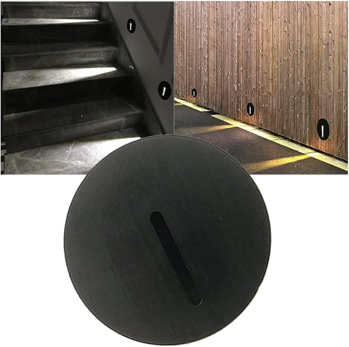 TTPP 1W LED Recessed Wall Lamp Stair Light AC85-265V Step Light Indoor Recessed Staircase Lamp Stairway Corridor Wall Foot Lamp Sconce Lights-NaturalWhite-Black