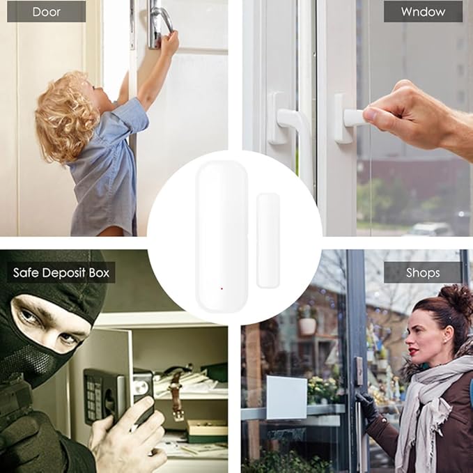 Mengshen 6 Pack WiFi Door Sensor Smart Window Door Sensor Alarm Wireless Magnetic Door Open Detector and APP Remote Notification Compatible withTuya Smart Alexa Google Assistant