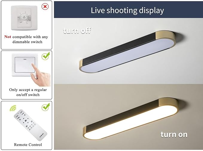 Tioolo Dimmable LED Ceiling Lights Modern Acrylic Linear LED Ceiling Lamp 2.3FT Semi Flush Mount Wraparound Shape Lighting Fixture with Remote Control for Kitchen Dining Living Room (36W/3000-6500K)