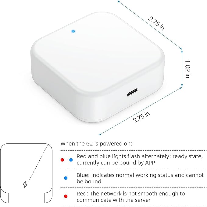 G2 Wi-Fi Gateway Bluetooth Gateway for TTLock, Bluetooth Keyless Entry Electronic Door Lock Wi-Fi Bridge, G2 Hub, Remote Control Smart Fingerprint Lock, Work with Alexa Voice Control, White