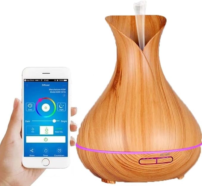 Smart Wi-Fi Essential Oil Diffuser, App and Voice Control Compatible with Alexa, 400ml Aromatherapy Humidifier for Relaxing Atmosphere in Home Office Bedroom