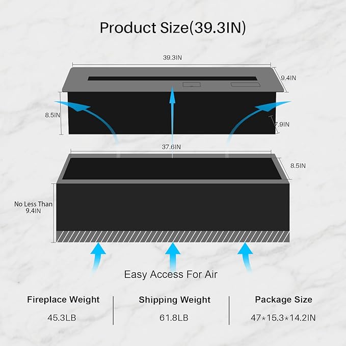 3D Water Vapor Fireplace Smart Electric Flame Decoration Steam Fireplace Humidifier W/Tap Water for Office, Home, Hotel,Restaurant(Single,39.3")