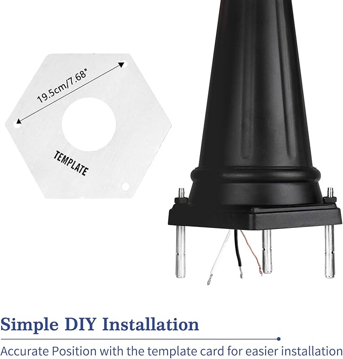 PARTPHONER Outdoor Lamp Post Light 3-Head, Classic Black with Clear Glass Panels, E26 Base Maximum 100W (3 LED Bulbs Included), Waterproof Street Light for Backyard, Garden, Driveway