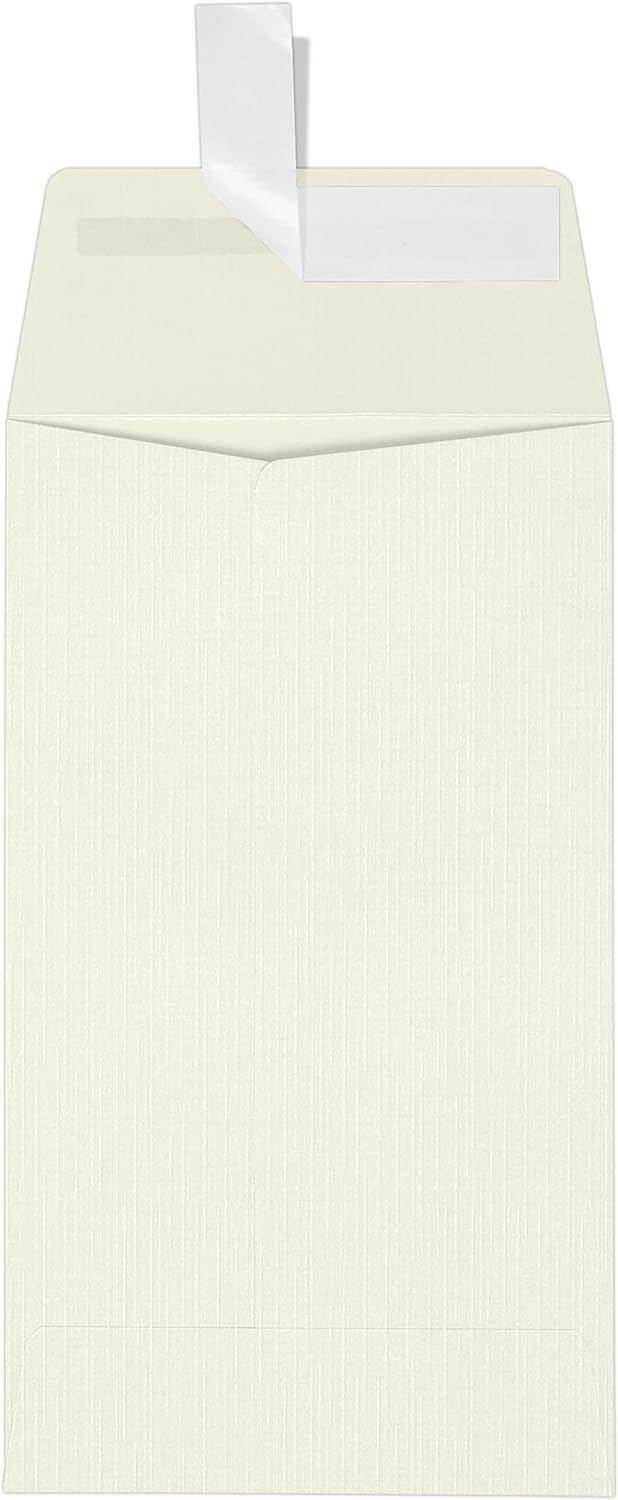 LUXPaper #5 1/2 Coin Envelopes | Peel & Press | 3 1/8" x 5 1/2" | Natural Linen | 80lb. Text | 500 Qty