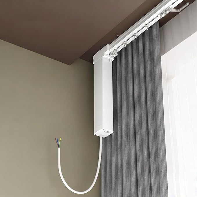 Pre-Assembled Motorized Curtain Track with Remote, 1.8N Automatic Curtain Opener System, Dry Contact Electric Curtains for Smart Home & Commercial Automation (3.0 meters (118.1 inches))