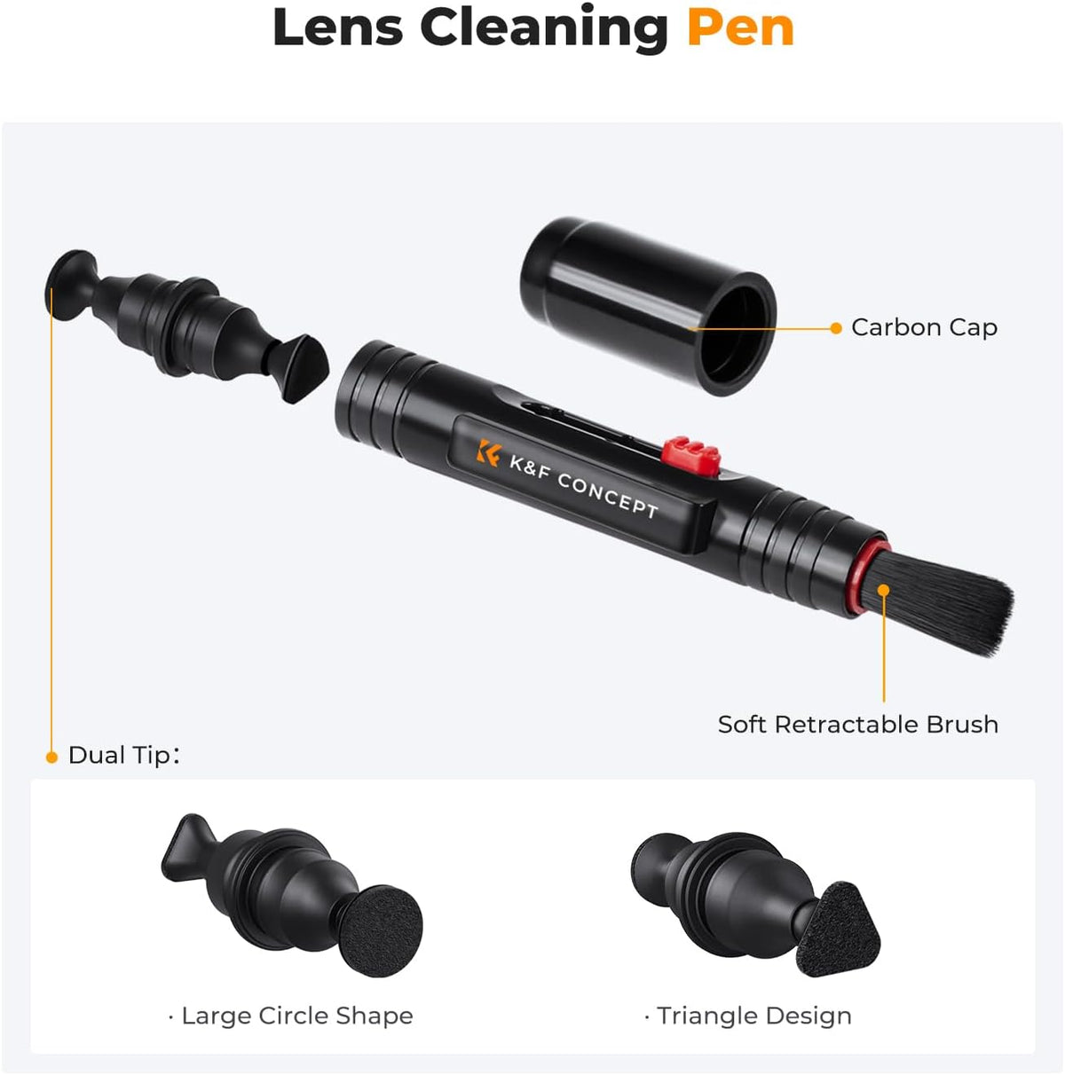 K&F CONCEPT 10-in-1 Camera Lens Cleaning Kit for DSLR Camera Lens Filter Cell Phones with Advanced Silicone Air Blower*1+Short Nozzle*1+Long Nozzle*1+Cleaning Cloth*6+Cleaning Pen*1+15ML Cleaner*1