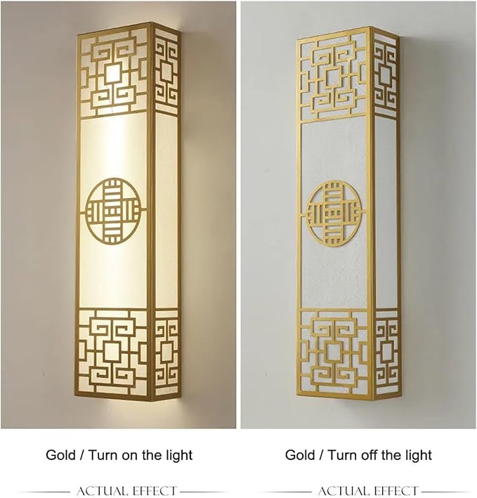 Chinese Style Bedroom Wall Lamp Strip Shaped Zen Background Wall Bedside Lamp Living Room Hallway Stairs Hotel Lighting,Contemporary(Gold)
