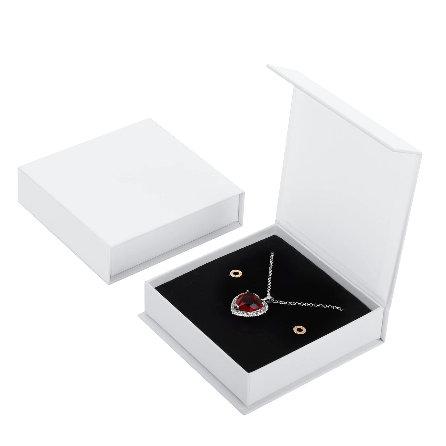 Bssay 20 Pack Jewelry Gift Boxes Necklace Earring Ring Box Gift Box with Cotton Filled and Lids,Jewelry Box Gift Boxes 3.9x3.9x1.1inch (White)
