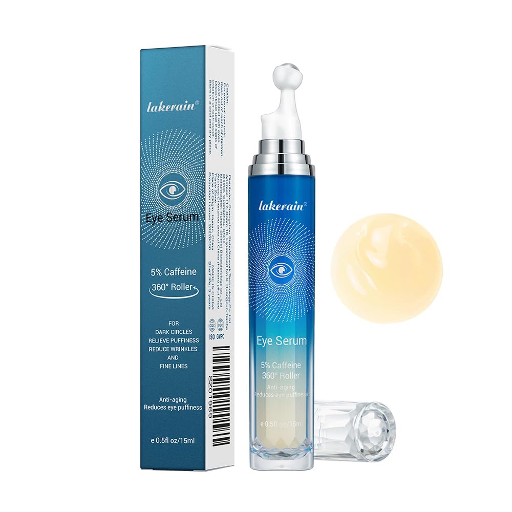 5% Caffeine Eye Cream, Eye Roller Serum with 360Â° Massage Ball, Dark Circles Under Eye Treatment Under Eye Cream, Eye Cream For Puffiness and Bags Under Eyes, Reduce Wrinkles, Bags under eyes.