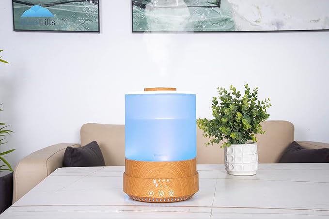BlueHills Premium Set of Two Large 2000 ML and 2500 ML XL Essential Oil Diffusers Humidifier Combo for Large Room Home with LED Lights Great Gift – Value Pack of Wood Grain.