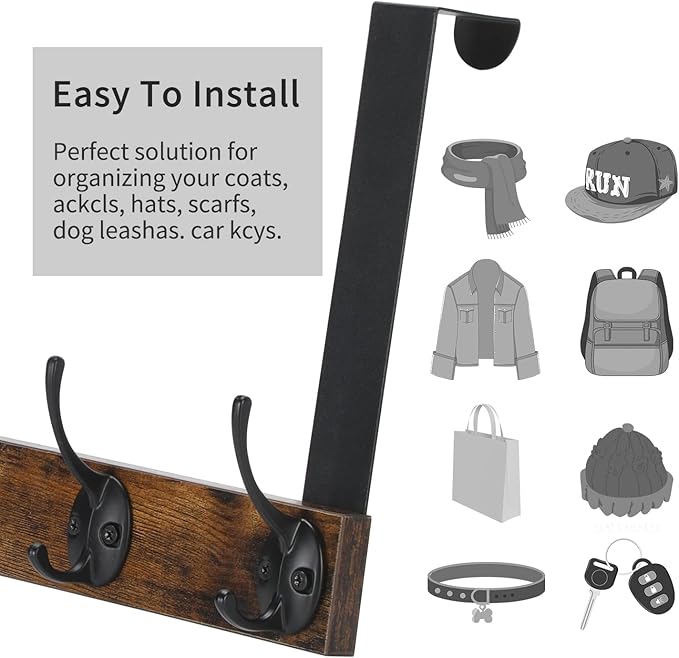 YINMIT Over The Door Hooks, Wooden Door Hanger, Door Hanger Hook, Over The Door Towel Rack, Door Coat Hanger, Door Coat Rack, Door Hooks for Hanging Towels, Clothes, Hats