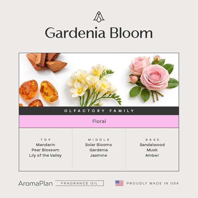 Aromaplan Hotel Scent Diffuser Oil Gardenia Bloom 5 Fl Oz (148ml) –Luxury Hotel & Home Fragrance Oil - Non Toxic Diffuser Oil - Made in USA - Bigger Bottle, Bolder Aroma & Longer Lasting