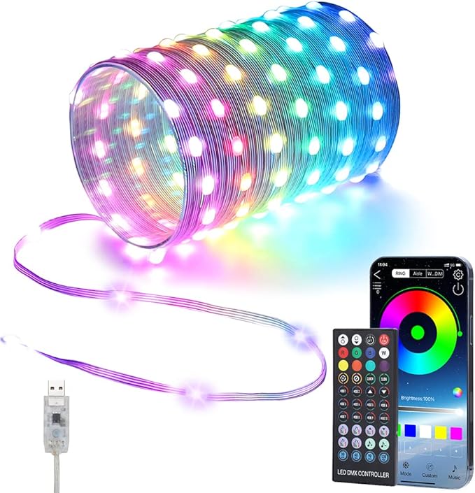 33ft Color Changing Christmas String Lights, 100 LED Twinkle Fairy Lights String Waterproof with 200+ Scene Modes, Smart App & Remote for Indoor Outdoor Christmas Tree Bedroom Patio Decor