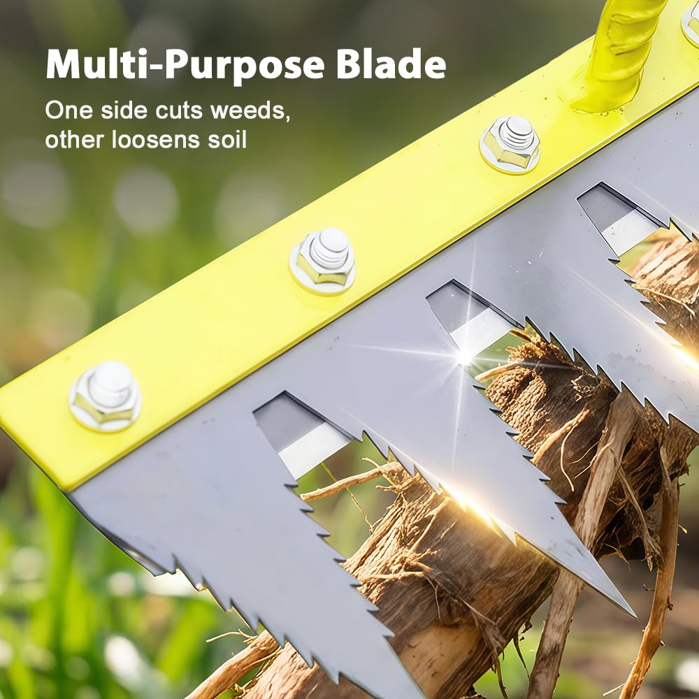Iron Weeding Rake 2.0, Heavy Duty Garden Hand Weeder Rake, 4/5/6/7 Teeth Weeder Tool for Yard Lawn Garden, Manual Weed Puller Gardening Weeding Tool (5 Teeth)