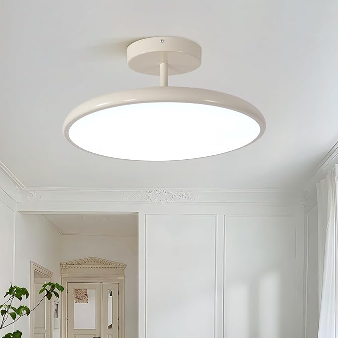 KCO Lighting Cream White Flush Mount Ceiling Light Large LED Kitchen Ceiling Light Modern Hallway Ceiling Lights Mid Century Traditional Ceiling Lighting for Bathroom Stairway