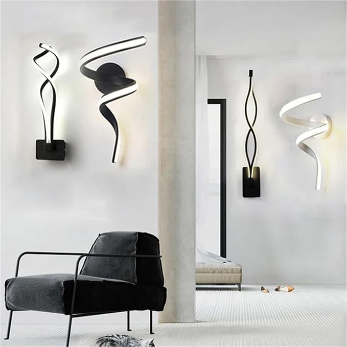 Modern Minimalist LED Wall Lamp Home Indoor Decor Wall Sconce for Living Room Bedroom Bedside Lustres Backgroud Light Decoration(Warm White,A-Black Small)