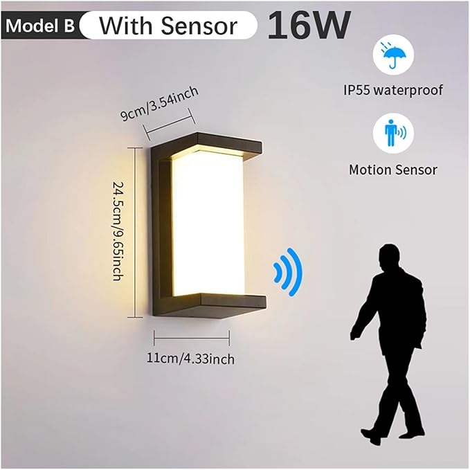 Long Wall Light, LED Wall Lamp Motion Sensor Waterproof Led Lights Wall Light Indoor Outdoor Wall Panels for Home Corridor Lighting,Bedroom Bedside Licht(Cold White,B with Sensor)