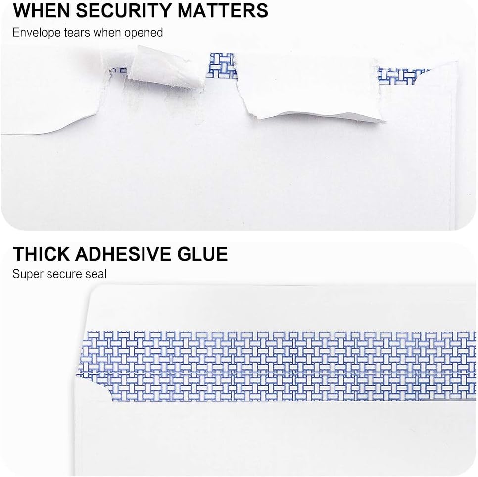 #8 Double Window Security Check Envelopes, No.8 Double Window Bussiness Envelopes Designed for QuickBooks Checks - Computer Printed Checks - 3 5/8 X 8 11/16 (NOT for INVOICES) - 24 LB - 1000 PACK