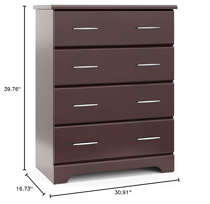 Storkcraft Brookside 4 Drawer Dresser (Espresso) – GREENGUARD Gold Certified, Dresser For Nursery