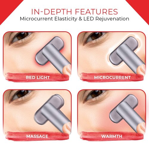 Eclypse Therapy Red Light Therapy for Face, 4-in-1 Rejuvenation Wand: Skin Tightening Massager, Anti-Aging & Wrinkle Reduction, Face & Neck Care Tool (Stellar Silver)