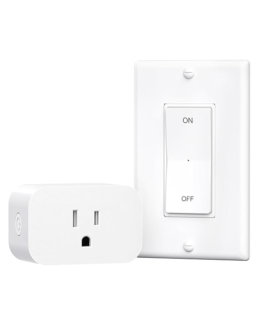 DEWENWILS Remote Control Outlet, Magnetic Wireless Light Switch, No Wiring Decorator Rocker Wall Switch, 100FT RF Signal, 15A/1875W Mini Remote Outlet Plug for Lamp, Christmas Decoration