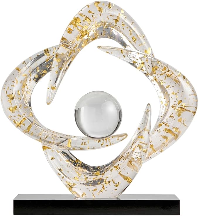 Abstract Art Sculpture, Resin Gold Decorative Statue, Modern White Ornaments for Living Room, Decorativas Modernas for Coffee Table/Entryway/Office Collectibles (Gold foil)