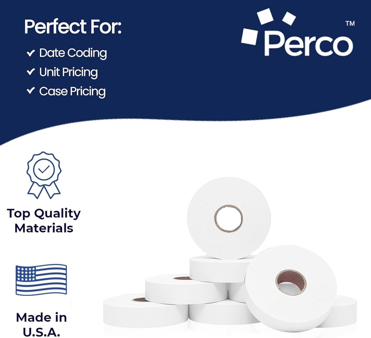 Perco White Pricing Labels for Monarch 1136 - 3 Sleeves, 24 Rolls Value Pack - 42,000 Labels with Ink Rolls Included