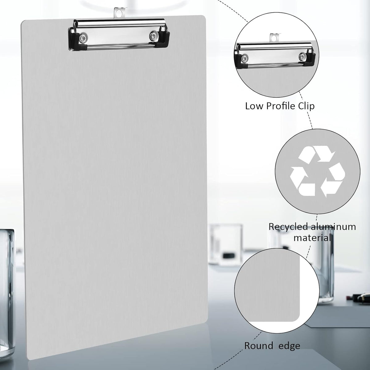 Epakh 4 Pieces Clipboard Bulks Metal Clipboard Aluminum Office Low Profile Clip Standard A4 Letter Size Metal Clip Board, Size 12.5 x 9 Inch