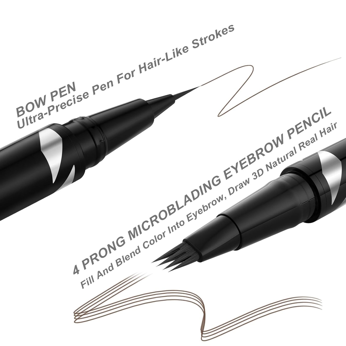 LAVONE 2-IN-1 Dual-ended Waterproof Eyebrow Pencil, with 4 Tip Microblading Pen and Ultra-Precise Brow Pencil, Dual-ended Eyebrow Brush, for Natural Looking Dark Brunette