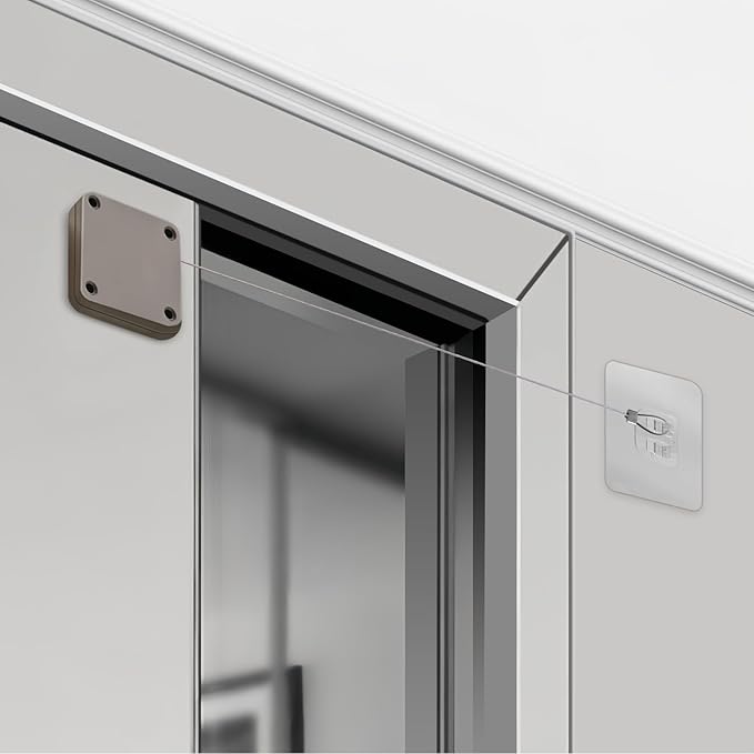 SHIMIDO Upgraded Punch-Free 1000g Automatic Screen Door Closer, Storm & Sliding Screen Auto Door Closer with Steel Drawstring for Bathroom, Bedroom, Study Room, etc. (2 Pack Sandstone)