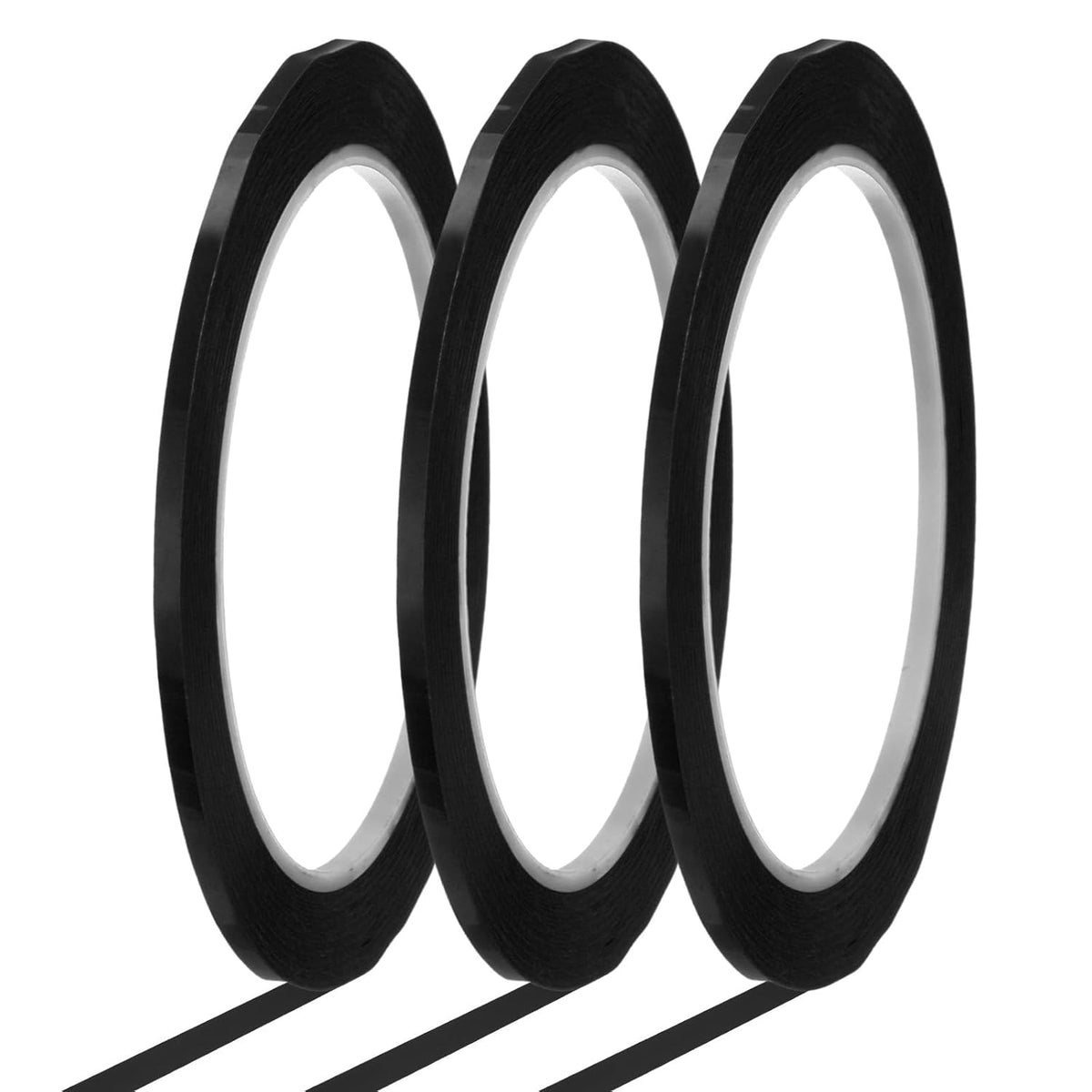 MECCANIXITY Whiteboard Tape 1/8" x 72 Yard Pinstripe Graphic Chart Line Grid Marking Tapes for Classroom Office Dry Erase Board Art, Black, Pack of 3