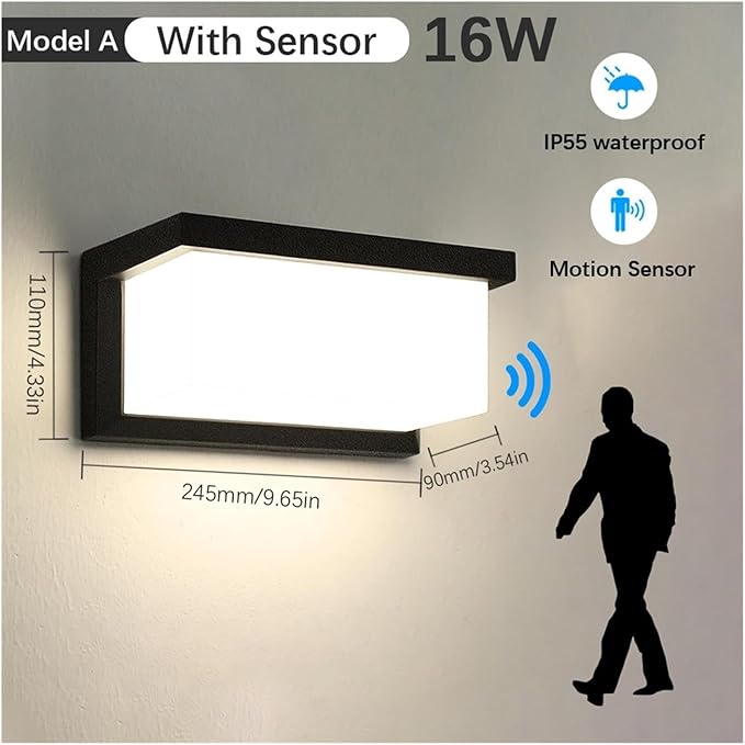 LED Wall Light, LED Wall Lamp Motion Sensor Waterproof Led Lights Wall Light Indoor Outdoor Wall Panels for Home Corridor Lighting,Modern Wall Lamp(Warm White,A with Sensor)
