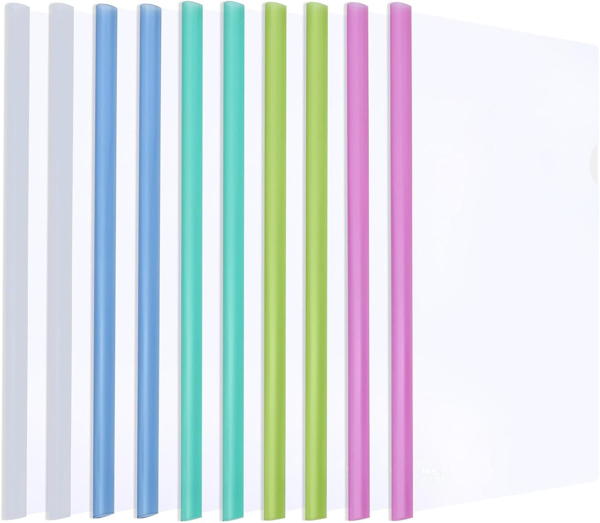 M&G 10 Pack Report Covers with Sliding Bar, 8mm Clear Report Covers for A4 and Letter Size Paper, 60 Sheet Capacity, Presentation File Folder Document Binder for School Office (Colored Sliding Bar)