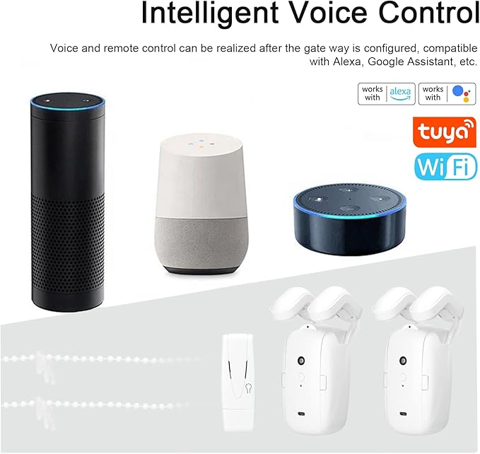 WiFi Intelligent Curtain Motor Electric Curtain Robot Automatic Opener No Wiring with Gateways Support APP Remote Control Timer Setup Temperature & Sensing Compatible with