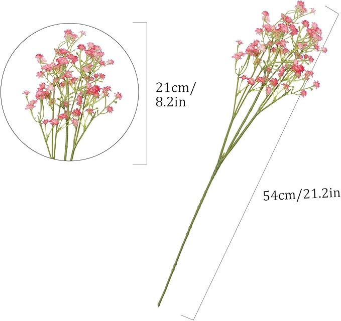 N&T NIETING Pink Baby Breath Flowers, 30Pcs Fake Gypsophila Plants Artificial Baby Breath Flowers for Wedding Bouquets Party Home Garden Decoration