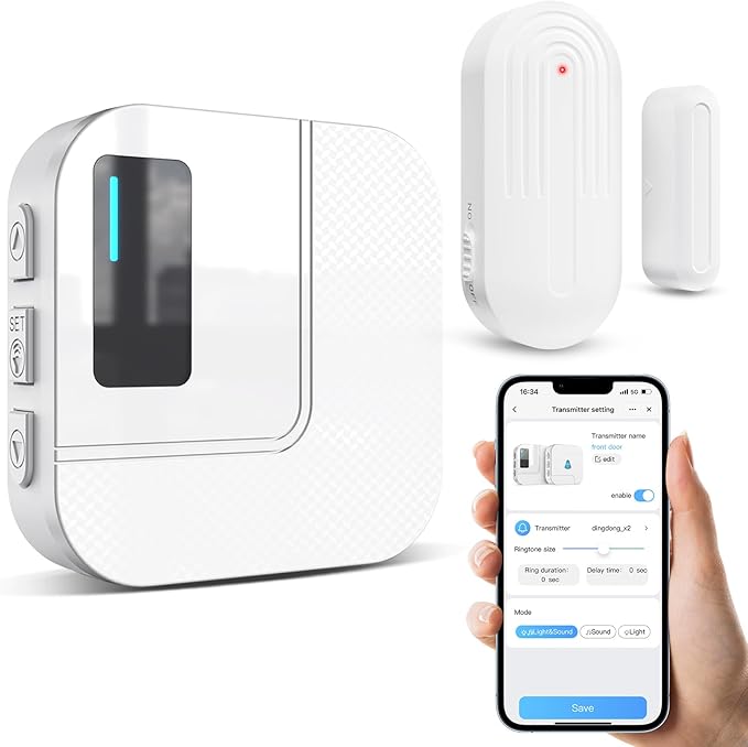 Door Chime,Sanjie WiFi Door Sensor Open Chime When Entering for Business/Home/Store/Office Alert Your Phone,Alarms for Kids Safety,500 FT Range,20 Ringtones ,1 Sensor 1 Receiver