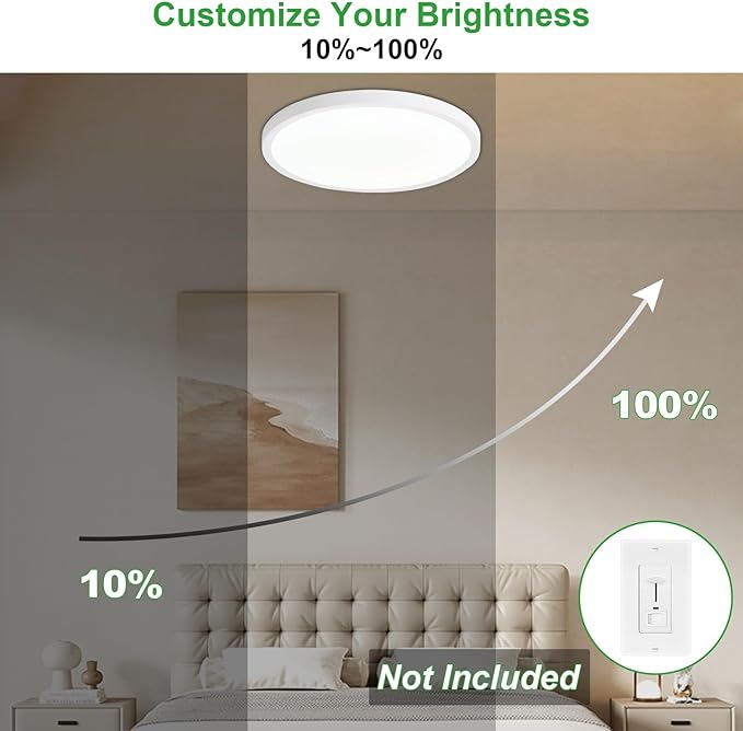 LED Flush Mount Ceiling Light: 12 inch 1Pack Super Slim Dimmable & 5CCT (2700-6500K) Kitchen Lighting Fixtures Ceiling - 24W White Low Profile Ceiling Lamp for Bedroom Garage Hallway