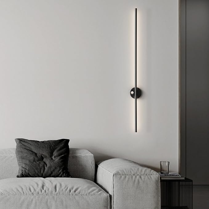 LED Long Strip Wall Lights with Motion Sensor Lamp 3000K/4000K/6000K Lighting Modern Simple Aluminum Mounted Indoor Bedside Decoration Light Living Room(Gold Warm Light,60cm)