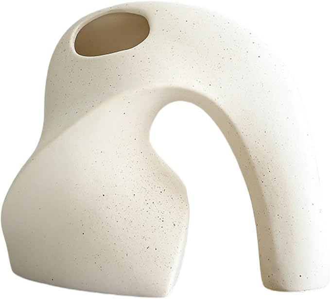 Nordic Style Ceramic Vase Set, Luxury Artistic Flower Arrangement for TV Cabinet and Entryway, Modern Minimalist Home Decor Accents(Type A Beige)